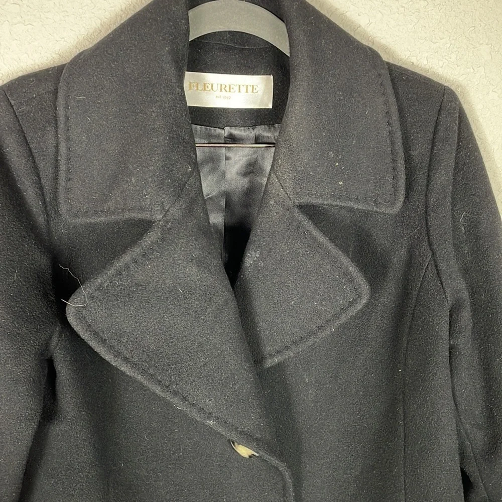 Fleurette Black Wool Cashmere Button Front Winter Coat Longline